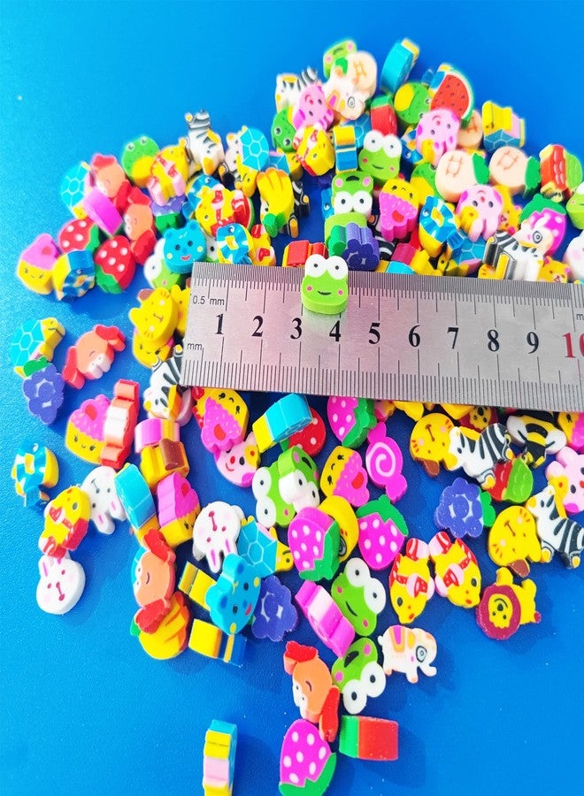 Jsehchya 300PCS Mini Fun Erasers for Kids Bulk,Cute Assorted Novelty Pencil Erasers Desk Pets for Kids Party Favors School Student Prizes Gift(300Fruit&Animal) - Image 2